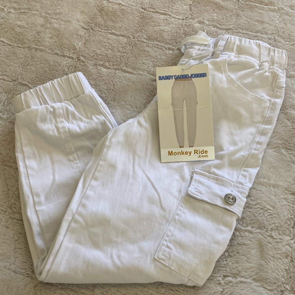 Monkey Ride White Cargo pants